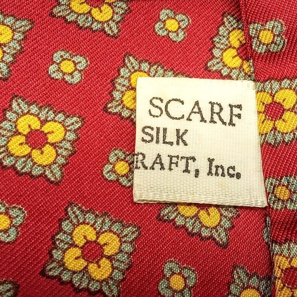 Sailor Burgundy Red Gold Print Oblong Silk Scarf - Picture 6 of 6